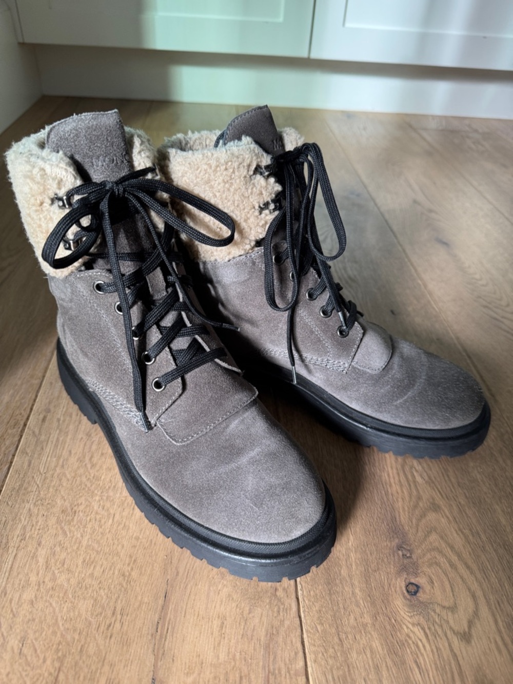 Authentic Moncler Suede Shearling-Lined Ankle Boots